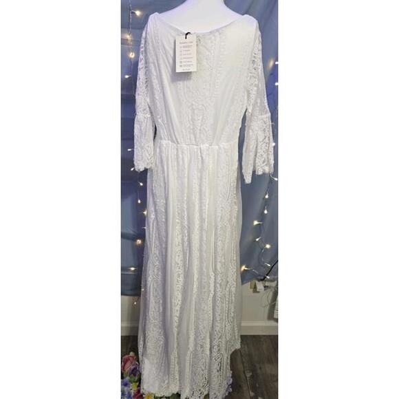 Pinup Fashion Women's Floral Lace Wedding Dress,3/4 Sleeve, Sz 14, Boho NWT - Picture 4 of 7